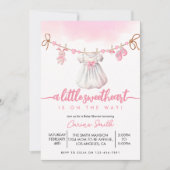 小さな恋人のバレンタインの女の子の赤ちゃんシャワー 招待状 (正面)