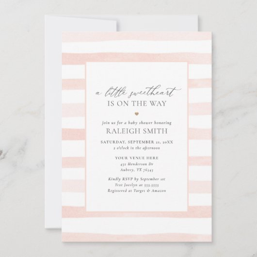 小さな恋人のバレンタインデーの女の子の赤ちゃんシャワー 招待状 (正面)
