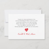 小さな恋人のバレンタインデーの赤ちゃんシャワー サンキューカード (裏面)