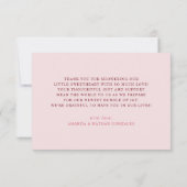 小さな恋人のバレンタインデーの赤ちゃんシャワー サンキューカード (裏面)