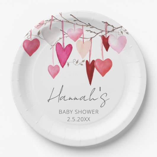 小さな恋人のバレンタインデーシャワー ペーパープレート (正面)