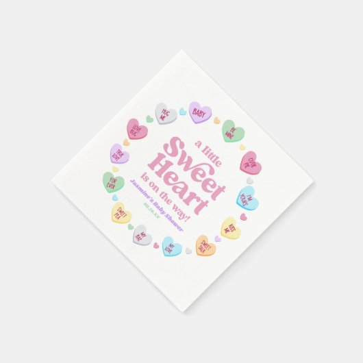 小さな恋人のバレンタインデー赤ちゃんシャワー スタンダードカクテルナプキン (角)