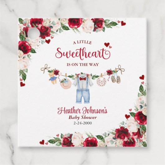 小さな恋人のバレンタインボーイ赤ちゃんシャワー フェイバータグ (正面)