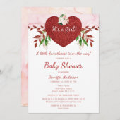 小さな恋人のバレンタイン·ガール·ベビー·シャワー 招待状 (正面/裏面)