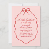 小さな恋人の手を引きバレンタインベビーシャワー 招待状 (正面)