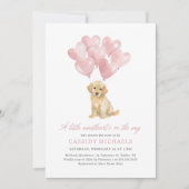 小さな恋人の犬バレンタインの赤ちゃんシャワー 招待状 (正面)