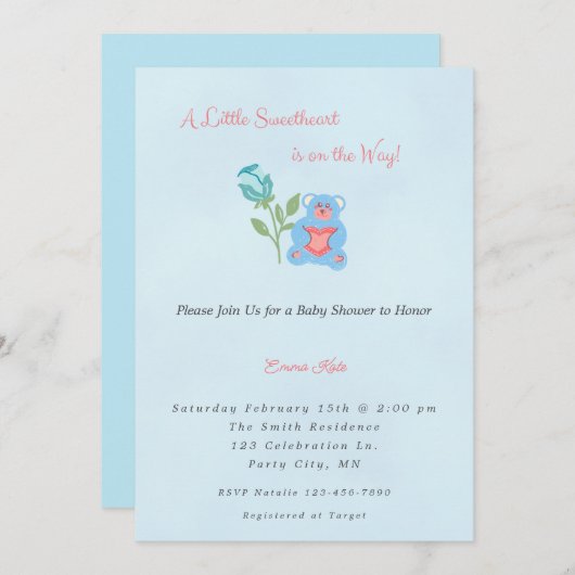 小さな恋人の男の子の赤ちゃんシャワー招待状 招待状 (正面/裏面)