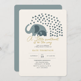 小さな恋人の象の男の子のシャワー 招待状