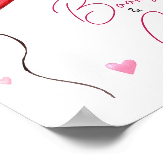 小さな恋人の赤いバレンタインデーの本とギフト ポスター (角)