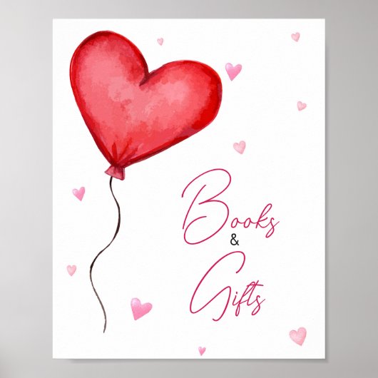 小さな恋人の赤いバレンタインデーの本とギフト ポスター (正面)