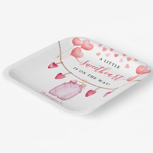 小さな恋人 |バレンタインデーの赤ちゃんシャワー ペーパープレート (傾斜あり)