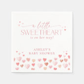 小さな恋人、ピンクの女の子の赤ちゃんシャワー スタンダードカクテルナプキン (正面)