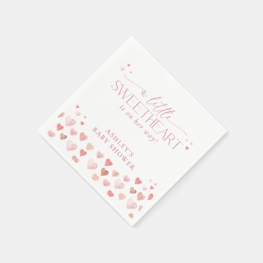 小さな恋人、ピンクの女の子の赤ちゃんシャワー スタンダードカクテルナプキン (角)