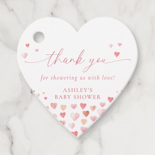 小さな恋人、ピンクの女の子の赤ちゃんシャワー フェイバータグ (正面)