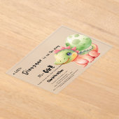 小さな恐竜が赤ちゃんのシャワーを途中にある アクリル招待状 (レイダウン)