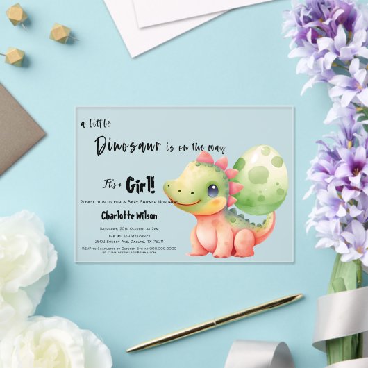 小さな恐竜が赤ちゃんのシャワーを途中にある アクリル招待状 (インサイチュ (ウェディング))