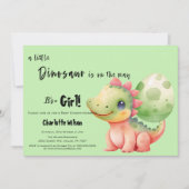 小さな恐竜が赤ちゃんのシャワーを途中にある 招待状 (正面)