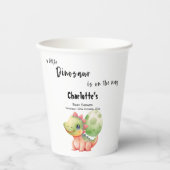 小さな恐竜が赤ちゃんのシャワーを途中にある 紙コップ (正面)