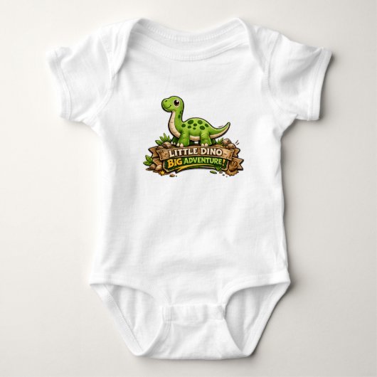 🦕✨「小さな恐竜の大冒険!」👶💚 ベビーボディスーツ (正面)