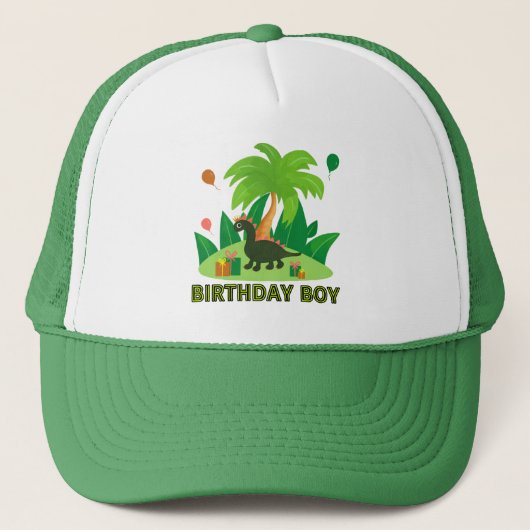 小さな恐竜の誕生日の少年 キャップ (正面)