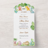 小さな恐竜の赤ちゃんシャワー オールインワン招待状 (内側)