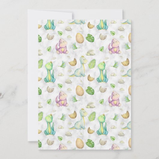 小さな恐竜の赤ちゃんシャワー 招待状 (裏面)