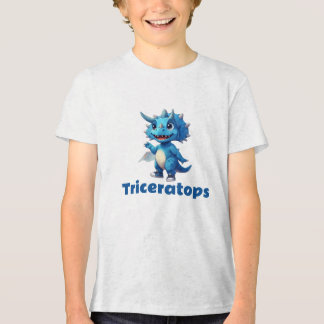 小さな恐竜ファンのための陽気なトリケラトプス トライブレンドTシャツ