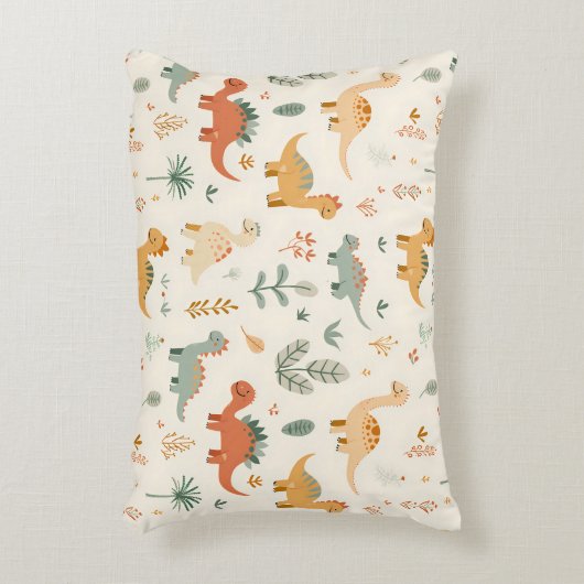 小さな恐竜ベージュのニュートラルトーン アクセントクッション (正面(垂直))