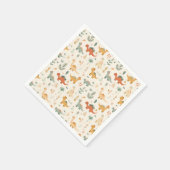 小さな恐竜ベージュのニュートラルトーン スタンダードカクテルナプキン (角)