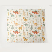 小さな恐竜ベージュのニュートラルトーン タペストリー (正面(横))