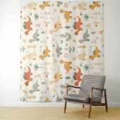 小さな恐竜ベージュのニュートラルトーン タペストリー (インサイチュ)