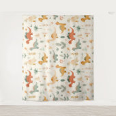 小さな恐竜ベージュのニュートラルトーン タペストリー (正面)