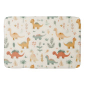 小さな恐竜ベージュのニュートラルトーン バスマット (正面)