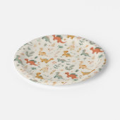 小さな恐竜ベージュのニュートラルトーン ペーパープレート (アングル)