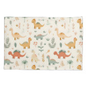 小さな恐竜ベージュのニュートラルトーン 枕カバー (裏面)