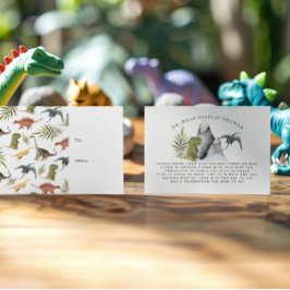 小さな恐竜 |シャワー招待状挿入 エンクロージャーカード