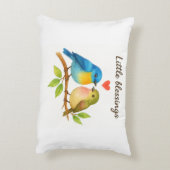 小さな恵み – 水色の鳥の子供のための枕 アクセントクッション (裏面(縦))