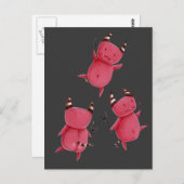 小さな悪魔 – 悪魔のダンスアート ポストカード (正面/裏面)