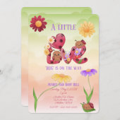 小さな愛のバグが赤ちゃんのシャワーの途中にある 招待状 (正面/裏面)