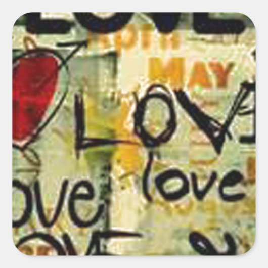 小さな愛の落書きを得る スクエアシール (正面)