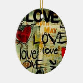 小さな愛の落書きを得る セラミックオーナメント (右)