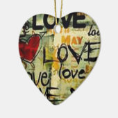 小さな愛の落書きを得る セラミックオーナメント (左)