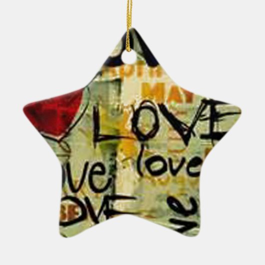 小さな愛の落書きを得る セラミックオーナメント (正面)