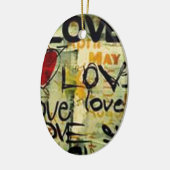 小さな愛の落書きを得る セラミックオーナメント (左)