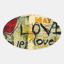 小さな愛の落書きを得る 楕円形シール