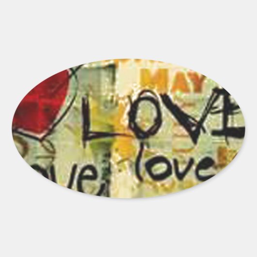 小さな愛の落書きを得る 楕円形シール (正面)