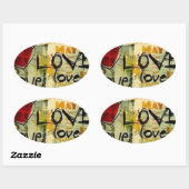 小さな愛の落書きを得る 楕円形シール (シート)