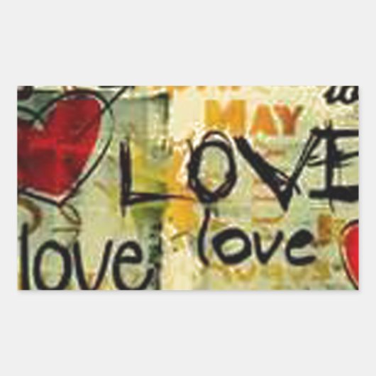 小さな愛の落書きを得る 長方形シール (正面)