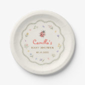 小さな愛の虫くまの野の花のベビーシャワー ペーパープレート (正面)