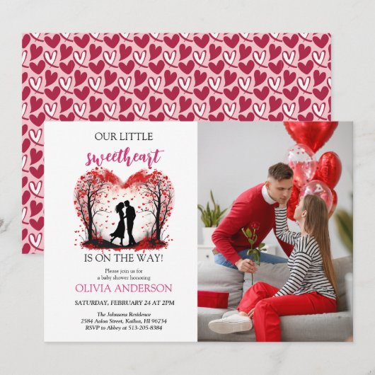 小さな愛の贈り物 バレンタインパーティー 招待状 (正面/裏面)